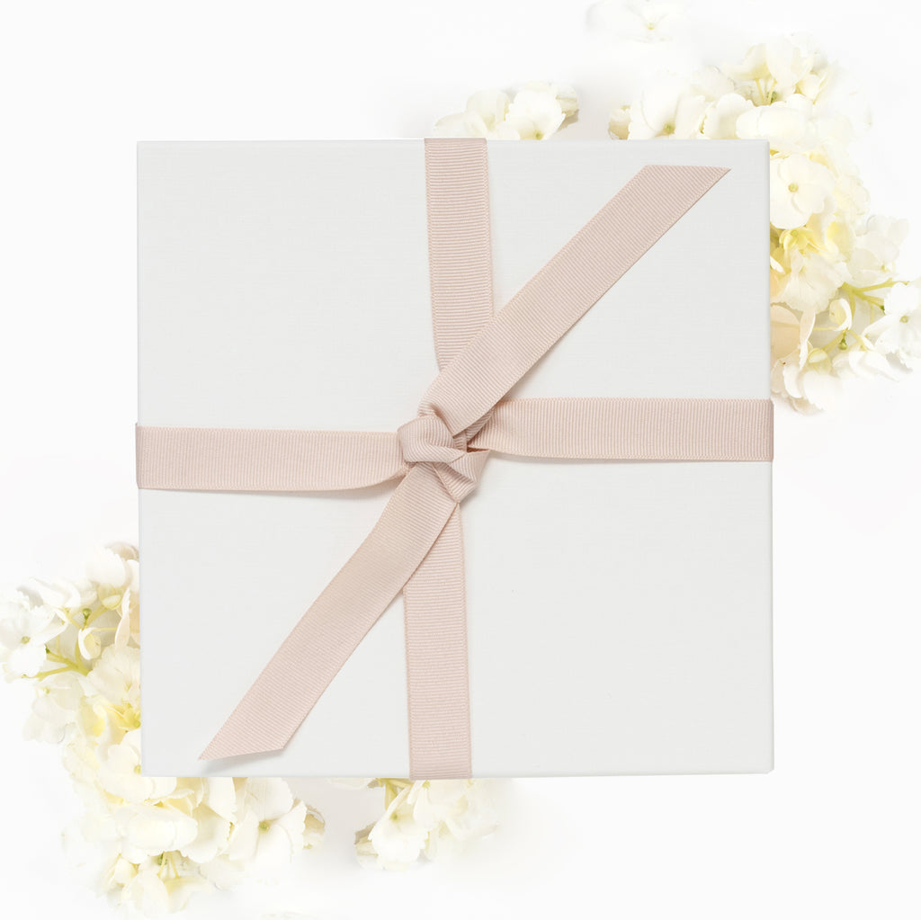 Ivory Gift Box with Blush Ribbon