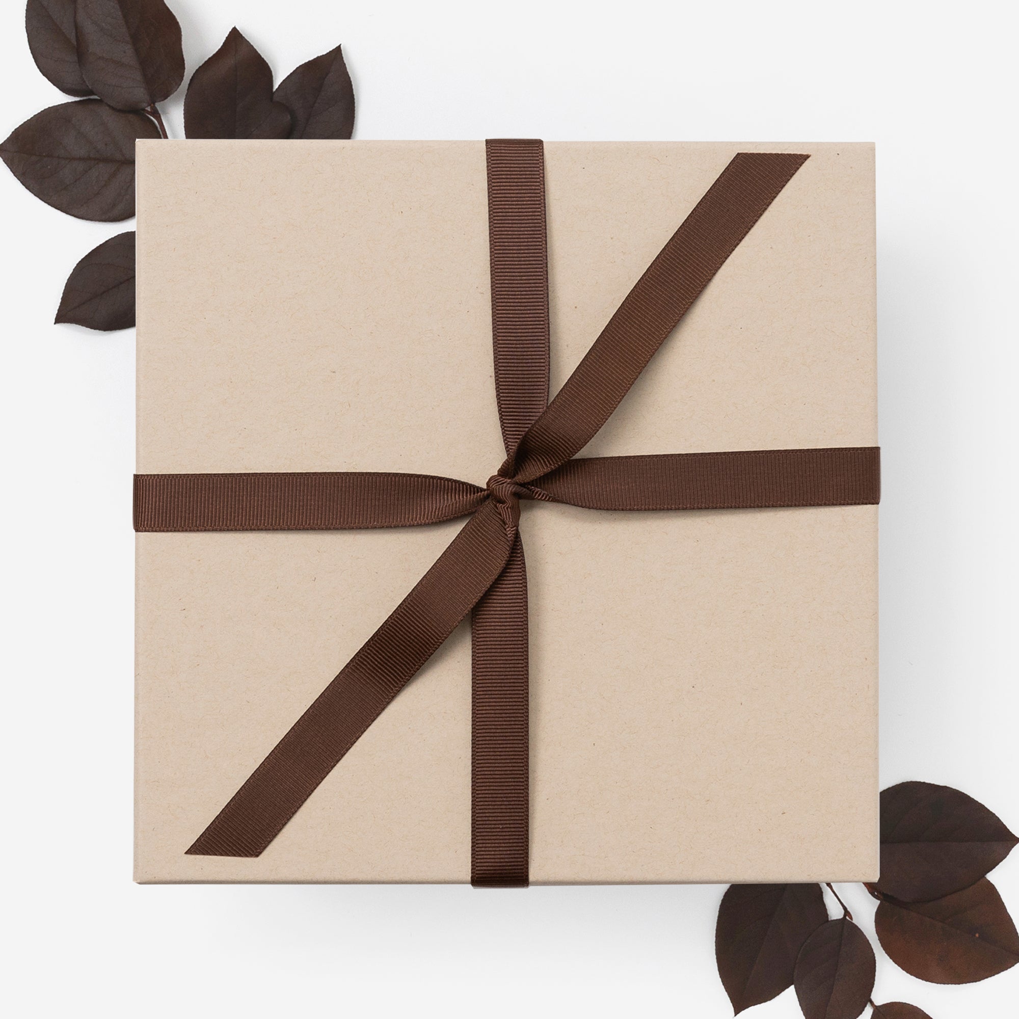 Kraft Box with Brown Ribbon